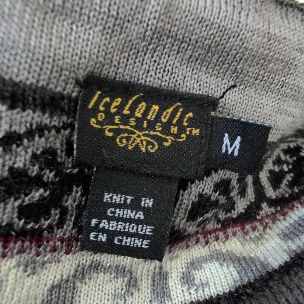 Icelandic Design Womens Wool Blend Knit Fair Isle Mini Skirt Black Grey Size M